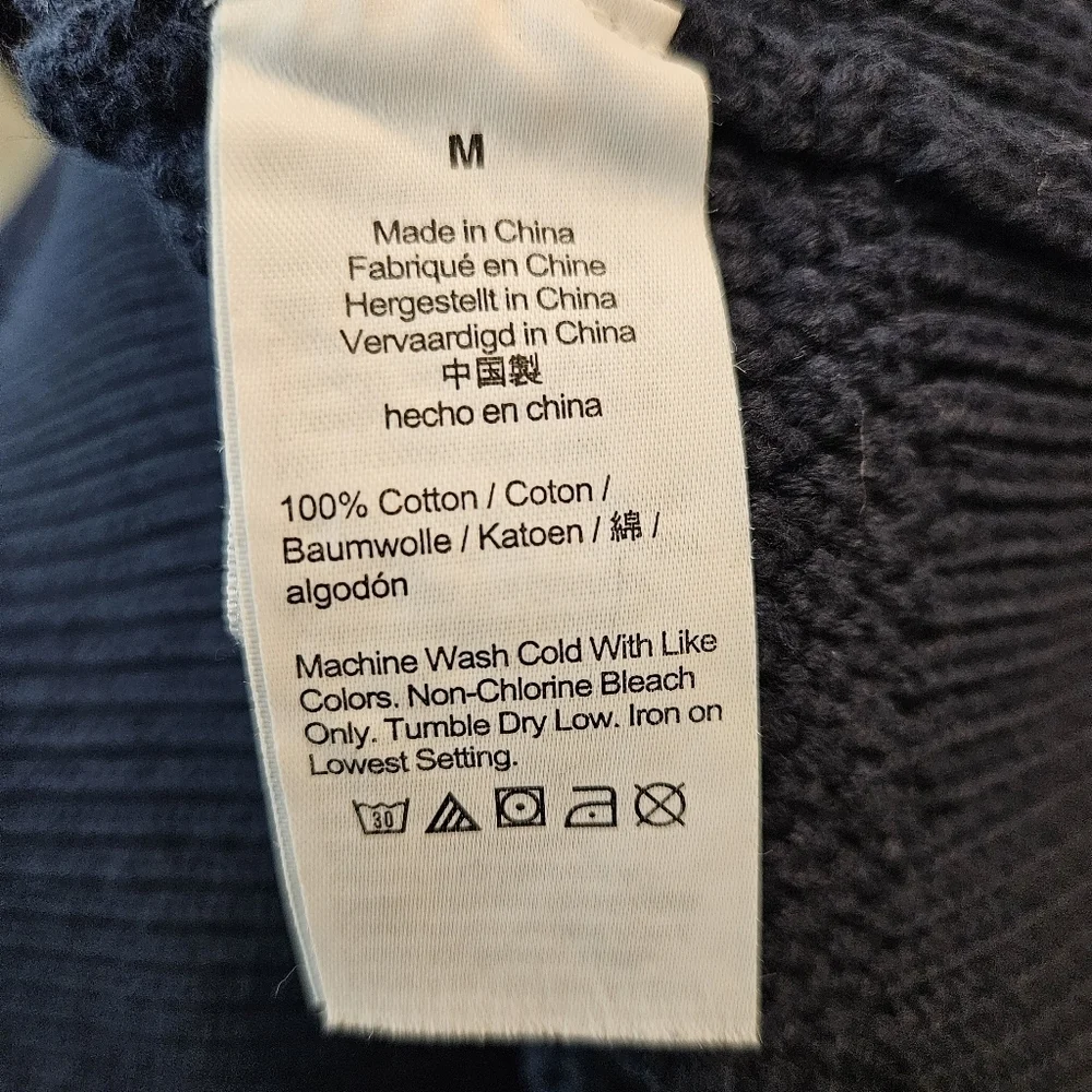 J.CREW Cotton half-zip sweater in rustic moss stitch Size Medium Navy - Picture 8 of 9